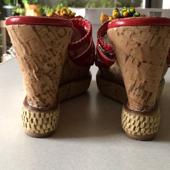NWB Two Lips “Pammy” Red Cork Wedges - Picture 6 of 8